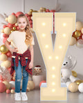 4ft Light up Marquee Letters Y Sign - Easy Snap Together Decor