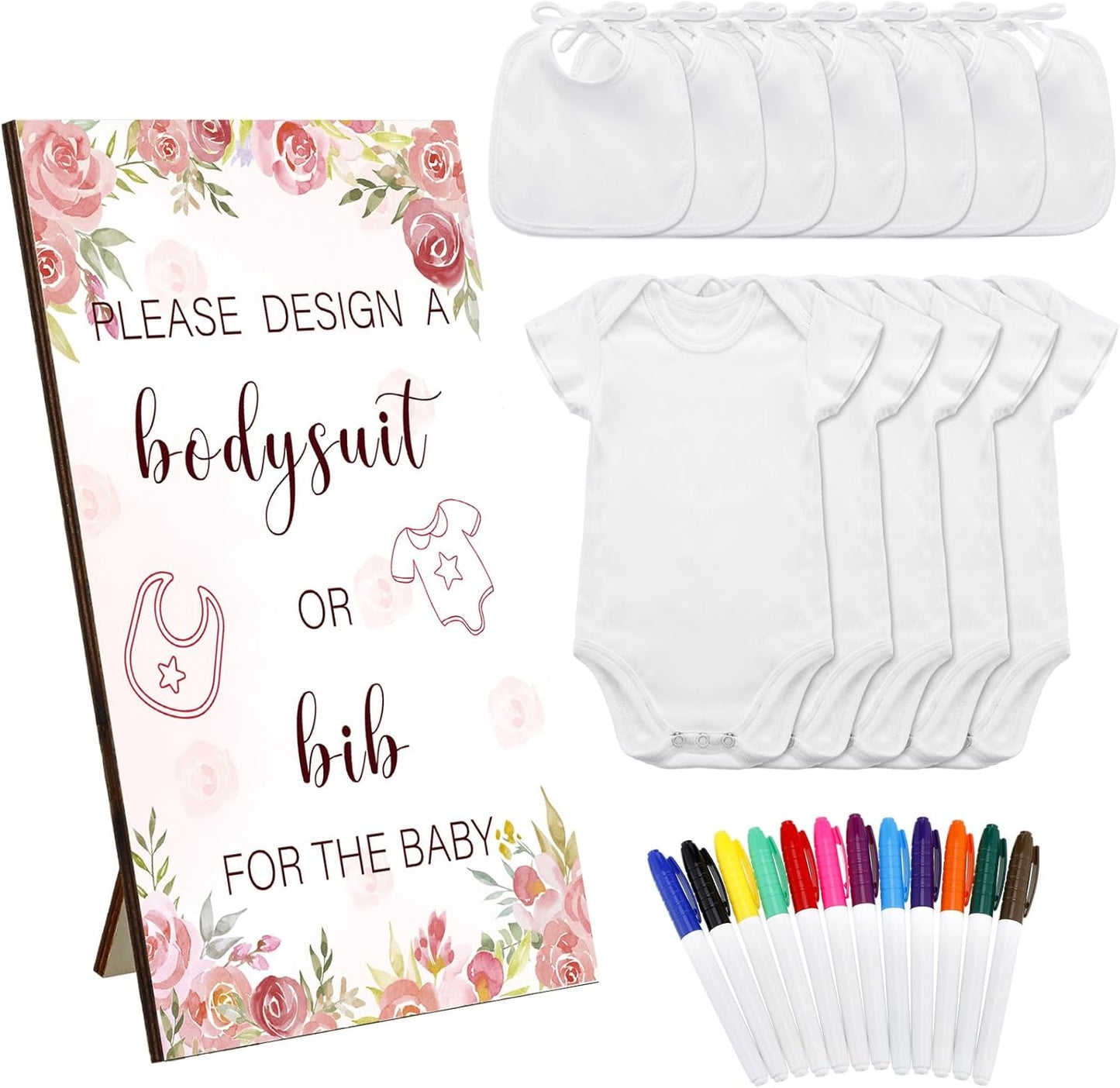 Creative Baby Bibs Bodysuit Games Set for Fun Baby Showers