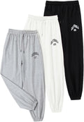 Girls Sweatpants Joggers 3 Pack High Waisted Letter Graphic