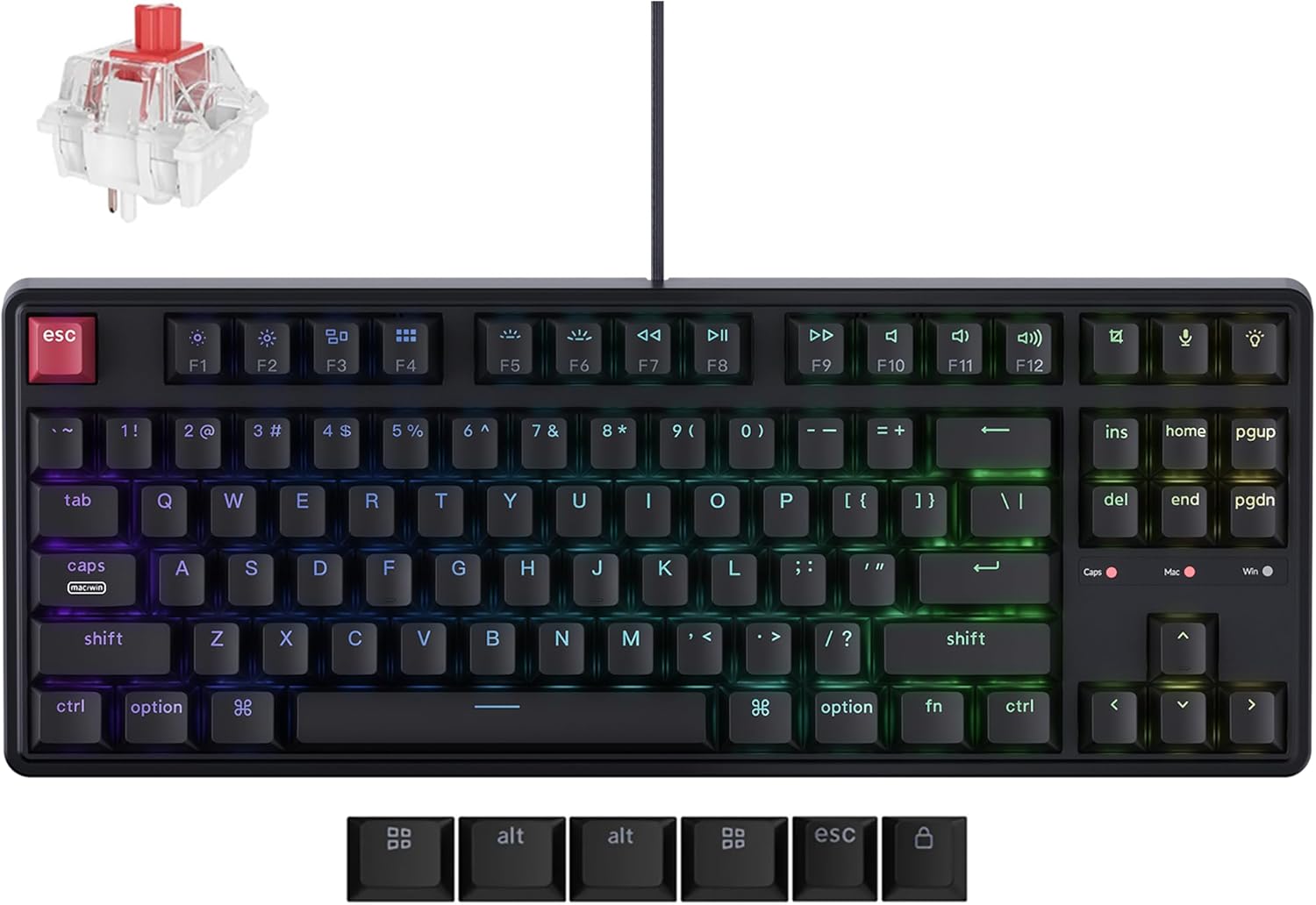 Keychron C3 Pro TKL Wired Mechanical Keyboard with RGB Backlight