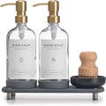 Luxury Kitchen Soap Dispenser Set - Clear Glass 16OZ, Stainless Pump