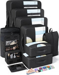 Packing Cubes 10 Set with Laundry & Hanging Toiletry Bag - Travel