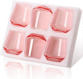 Physkoa Pink Stemless Wine Glasses Set of 6 - 17 oz Pink Crystal