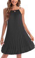 Ellames Spaghetti Strap Pleated Summer Swing Dress - Lightweight