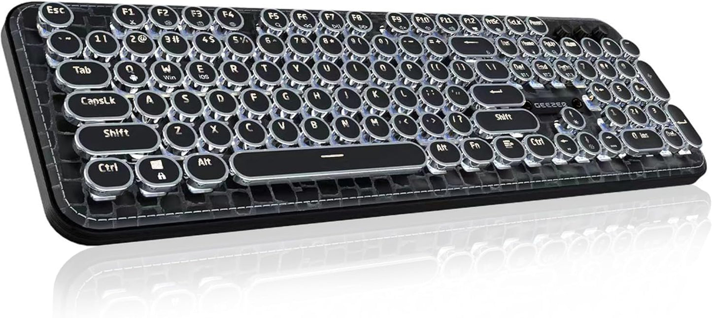 Typewriter Keyboard with Faux Leather Panel for Aesthetic Gaming