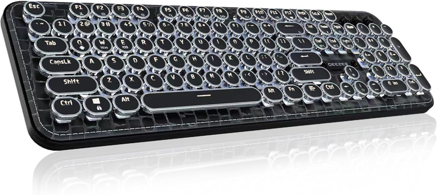 Typewriter Keyboard with Faux Leather Panel for Aesthetic Gaming