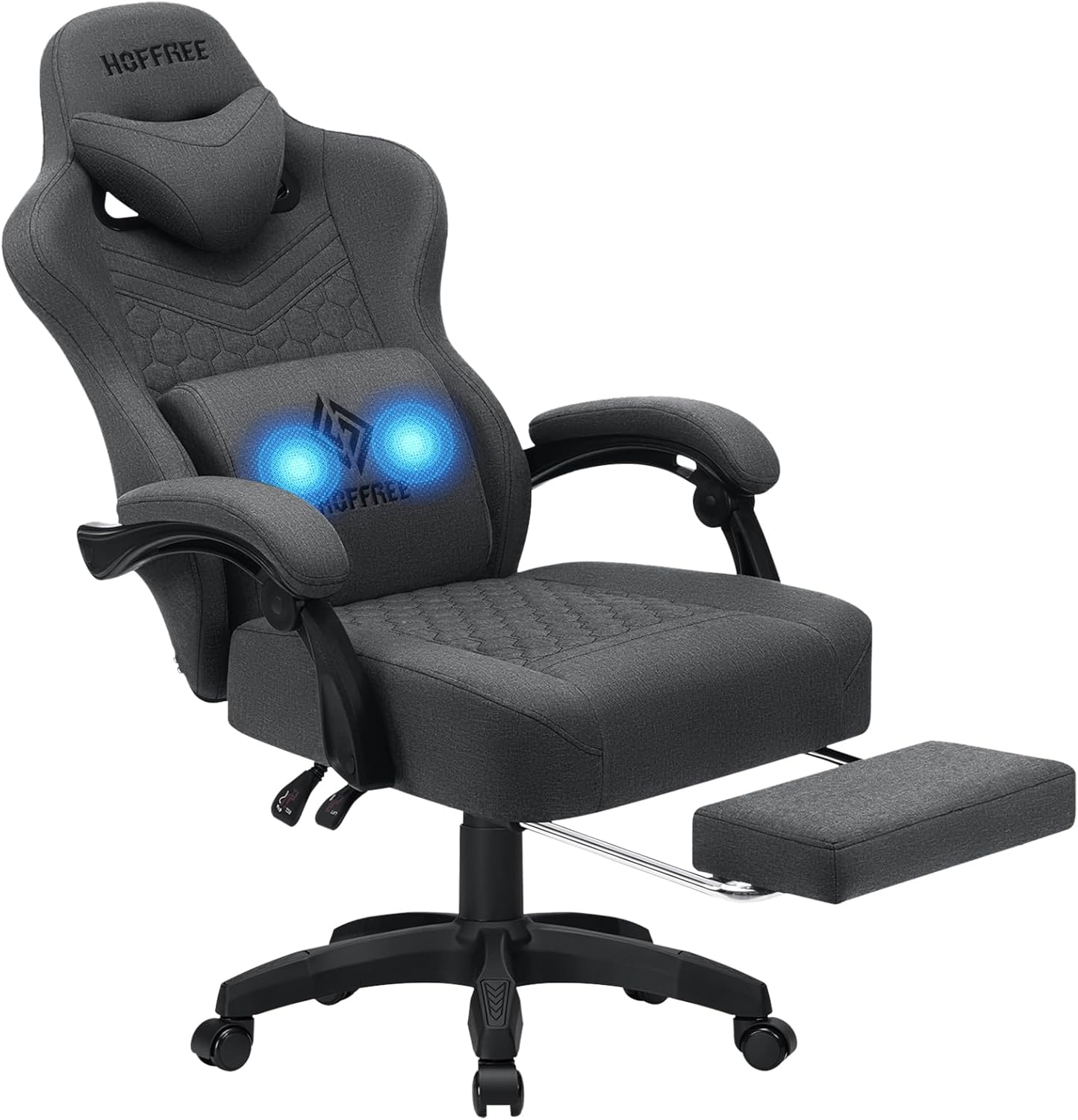 Massage Gaming Chair with Footrest - HOFFREE