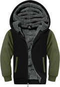Boys Hoodie Zip Up Fleece Lined Jacket - Warm Sherpa Sweatshirt