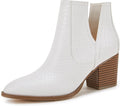 Kathemoi Womens Ankle Boots Slip on Cutout Snakeskin Style