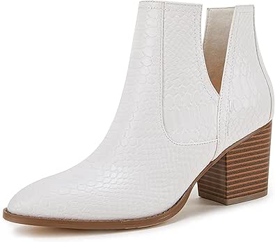 Kathemoi Womens Slip on Ankle Boots with V Cutout Design