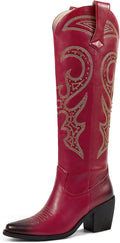 Cowboy Boots for Women Knee High - Sparkling Red Cowgirl Style