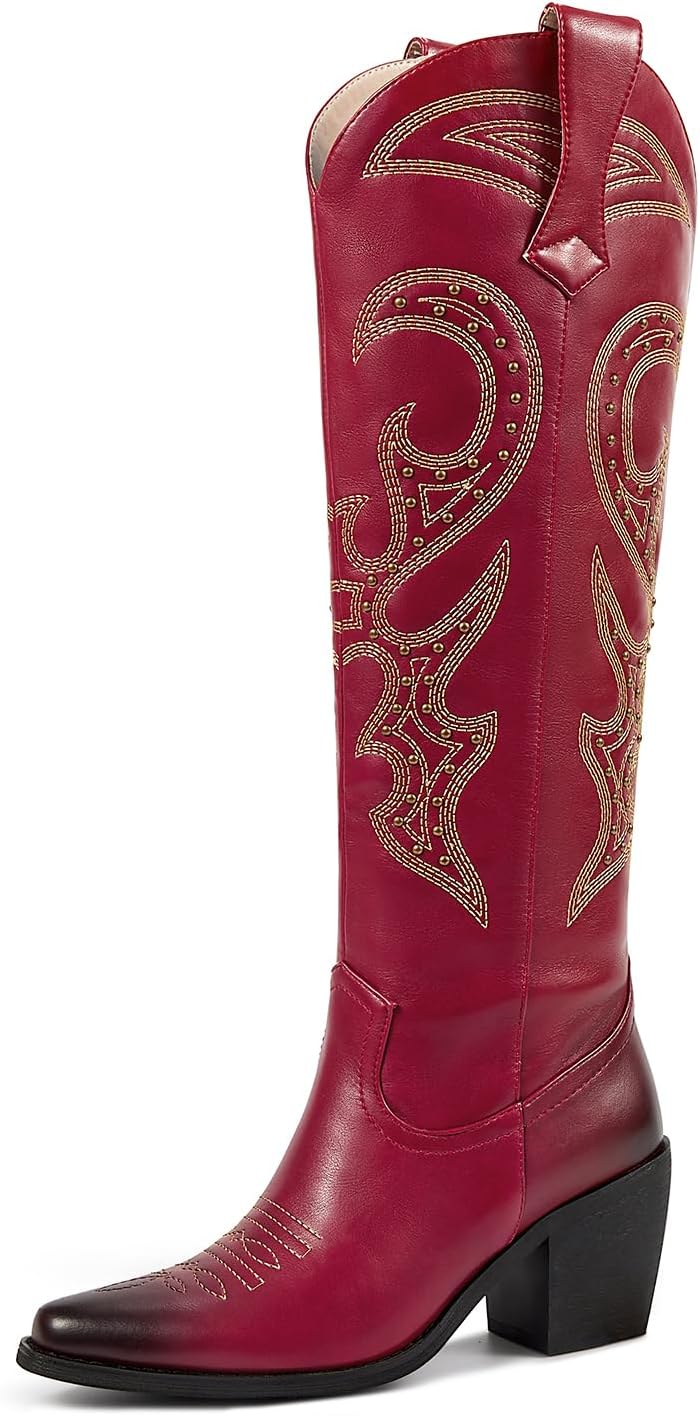 Stylish Knee High Cowboy Boots for Women with Rhinestones