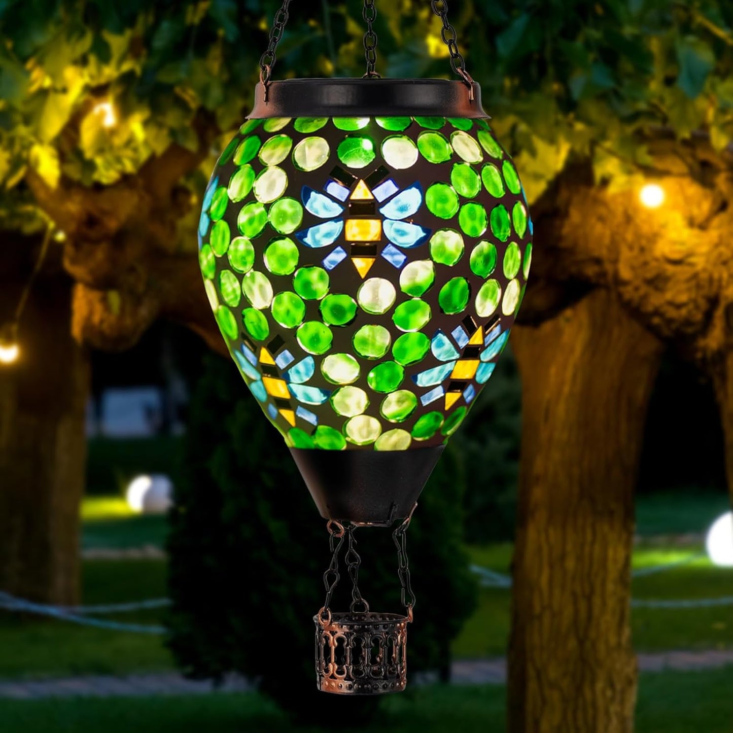 Bee Solar Hot Air Balloon Lantern for Outdoor Decor and Gifts