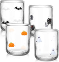 Halloween Icon Glass Cups Set 14oz - Festive Stemless Wine Glasses