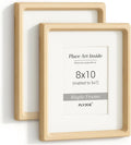 8x10 Picture Frame Set of 2 - USA Maple Wood, Tempered Glass