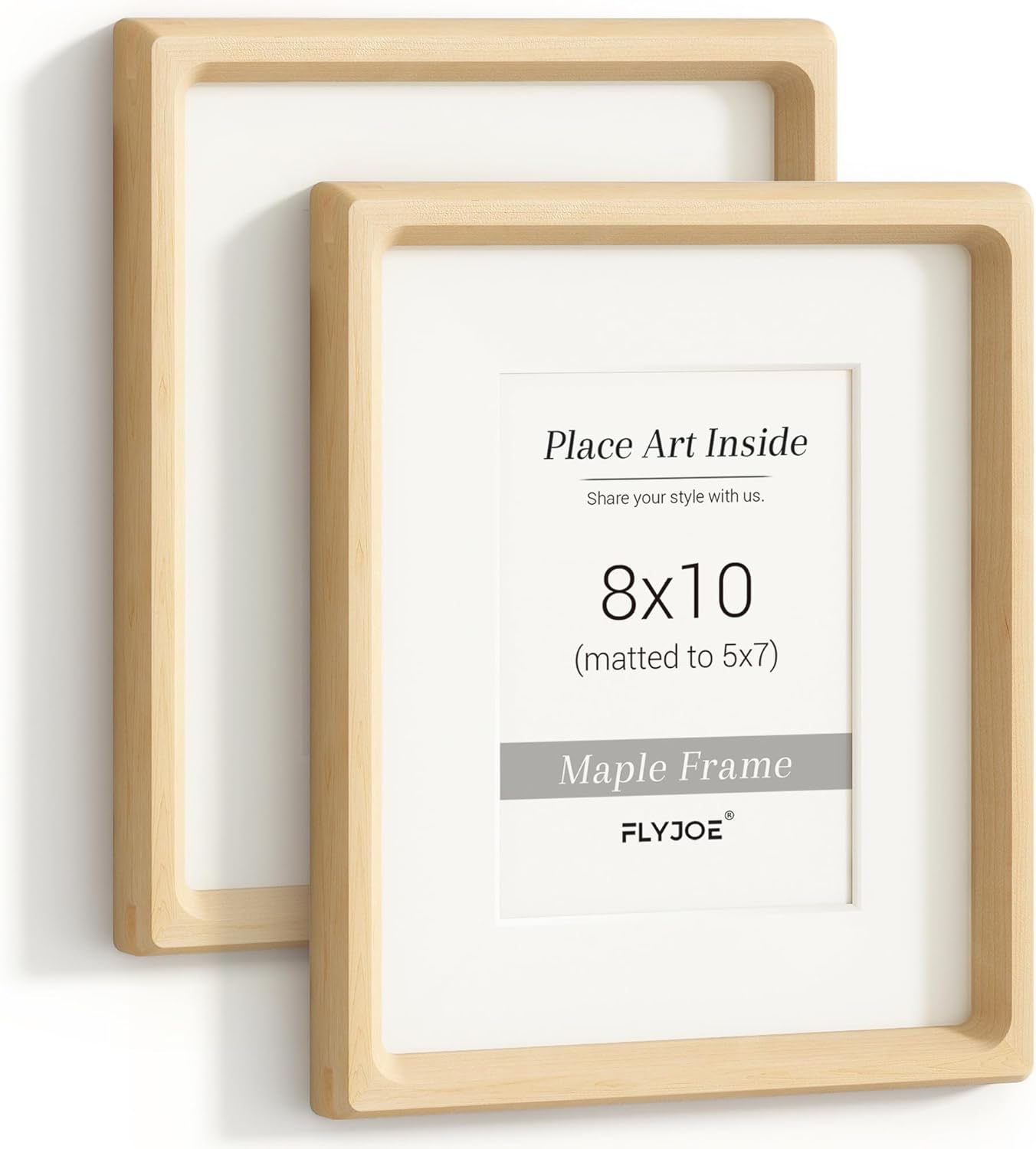 8x10 Picture Frame Set of 2, USA-Sourced Maple Wood Frames