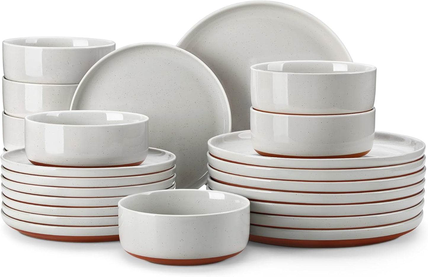 MALACASA 24 Piece Modern Ceramic Dinnerware Set for 8 People