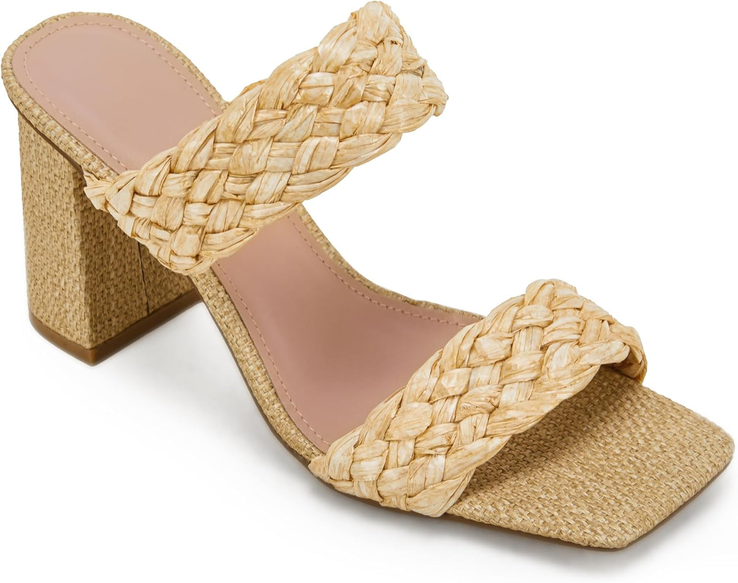 Syktkmx Womens Braided Heels Sandals for Summer Dressy Style