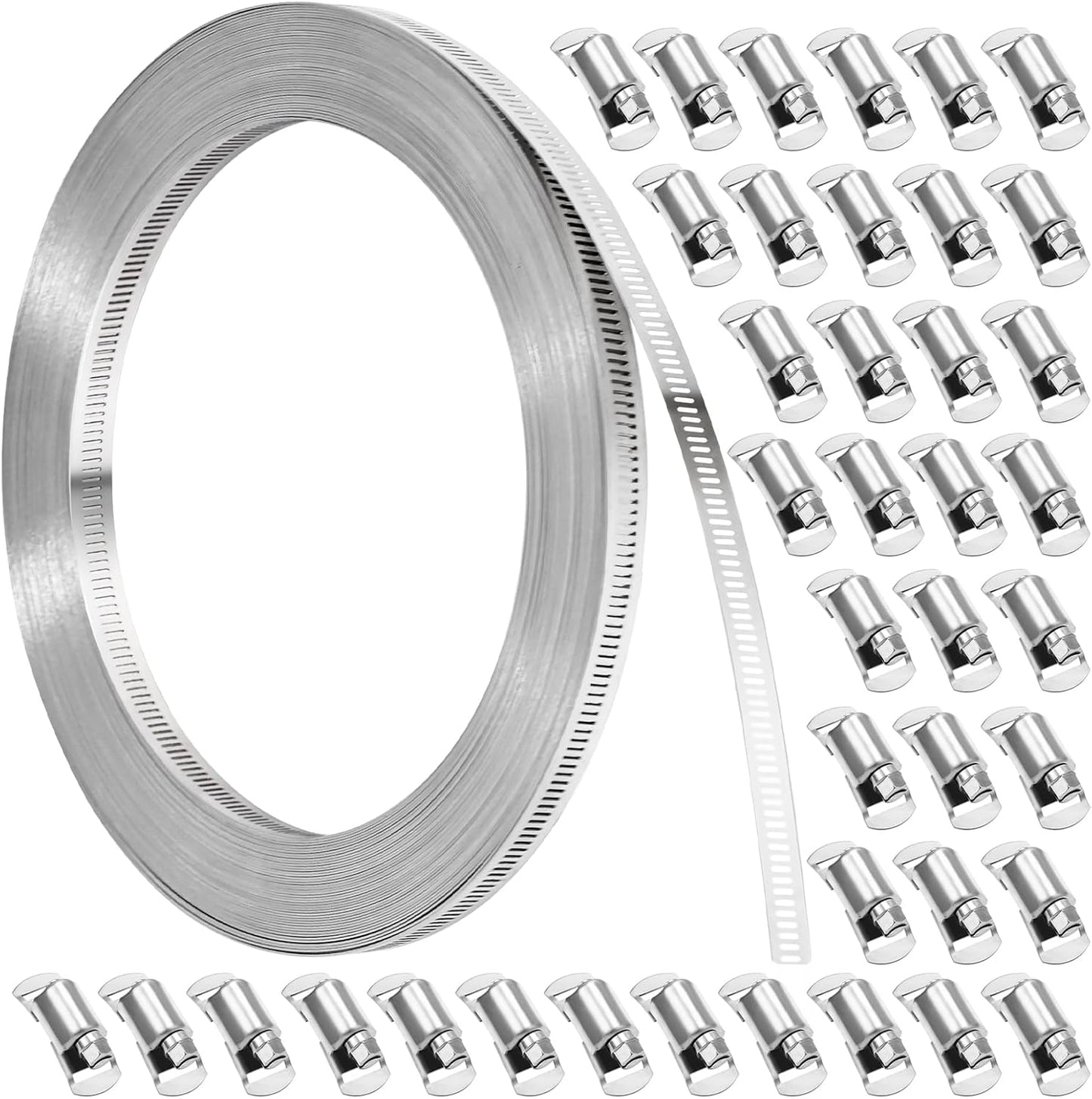 DIY Hose Clamps with 100 FT Metal Strap and 40 Fasteners