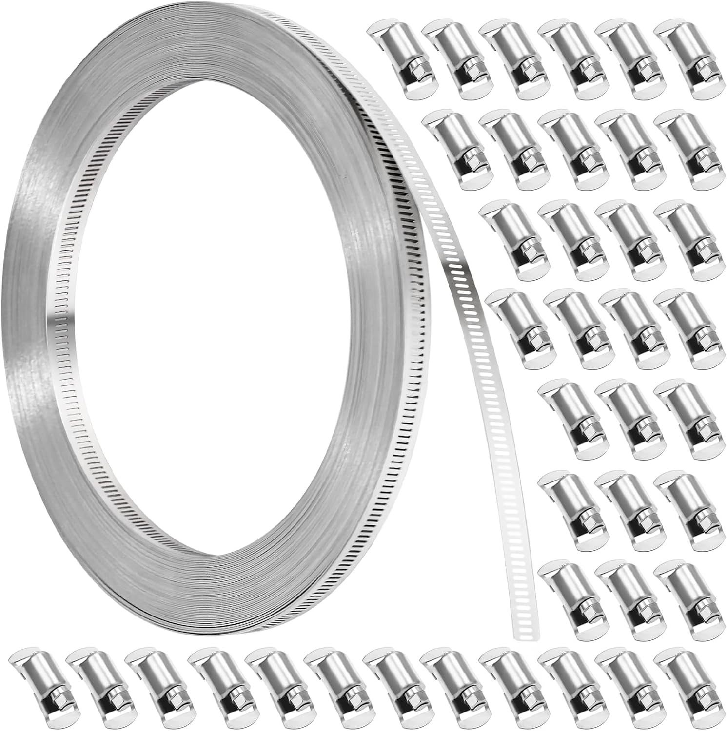 DIY Hose Clamps with 100 FT Metal Strap and 40 Fasteners