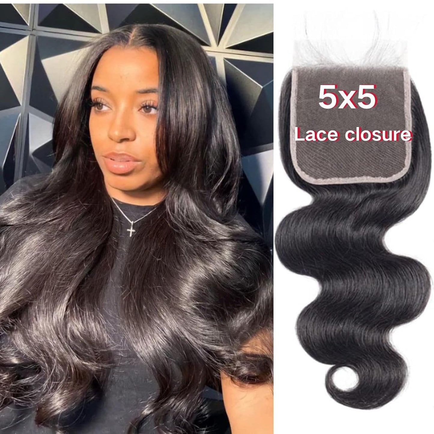 5x5 HD Lace Frontal Closure Body Wave Human Hair Extension 16 in