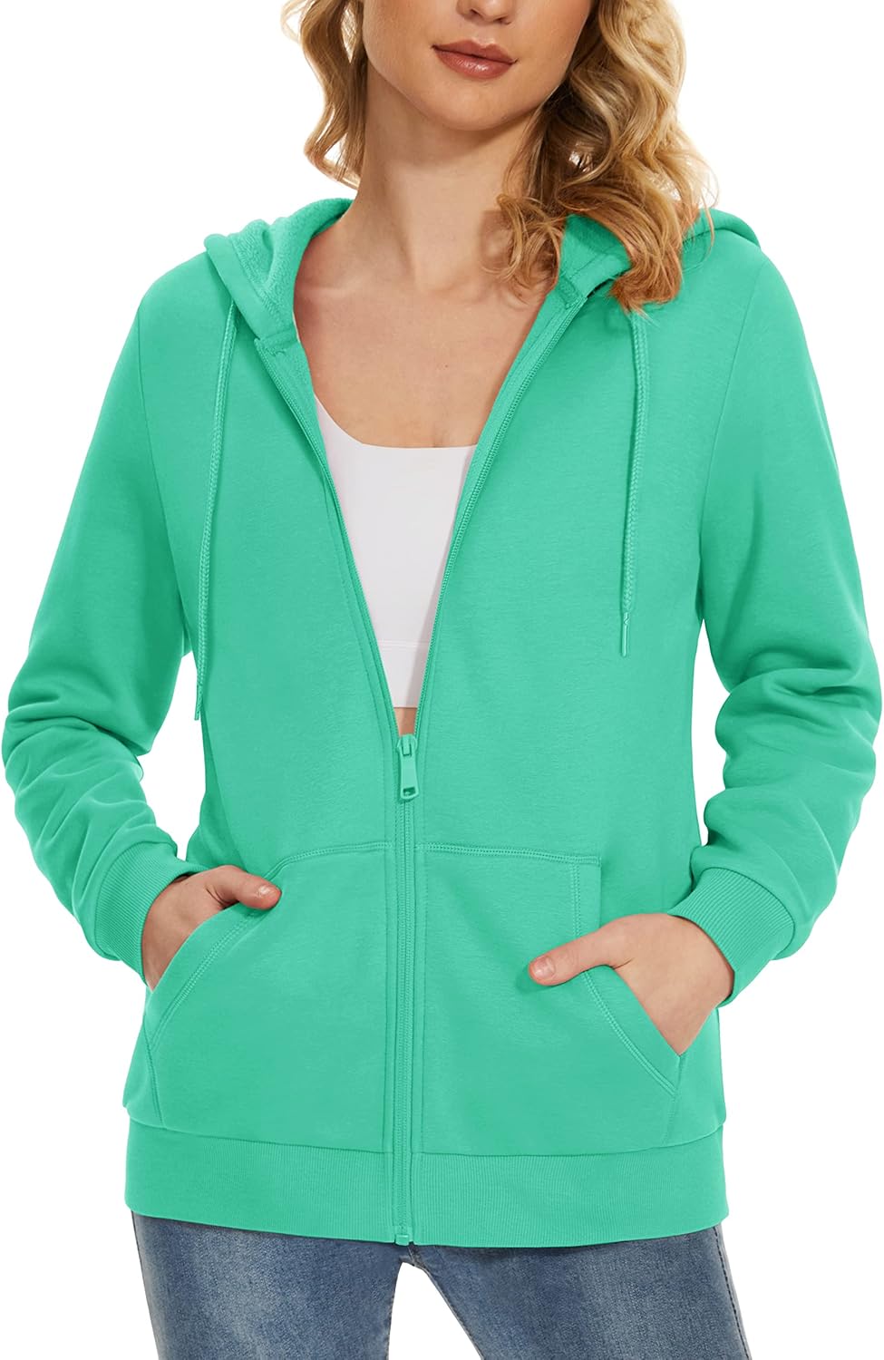 MAGCOMSEN Women's Fleece Lined Zip Up Hoodies for Comfort