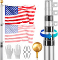 Telescoping Flag Pole Kit 25FT - Heavy Duty Aluminum, 3 Display Modes