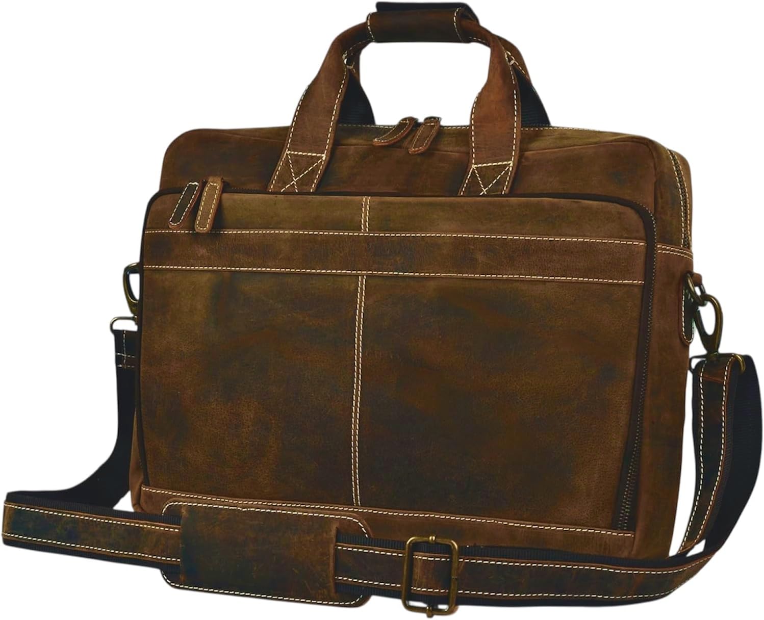 16 Inch Full Grain Leather Laptop Messenger Briefcase Bag for Men