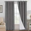 Linen Blackout Curtains 84 in Pair - 100% Blackout Grey Panels