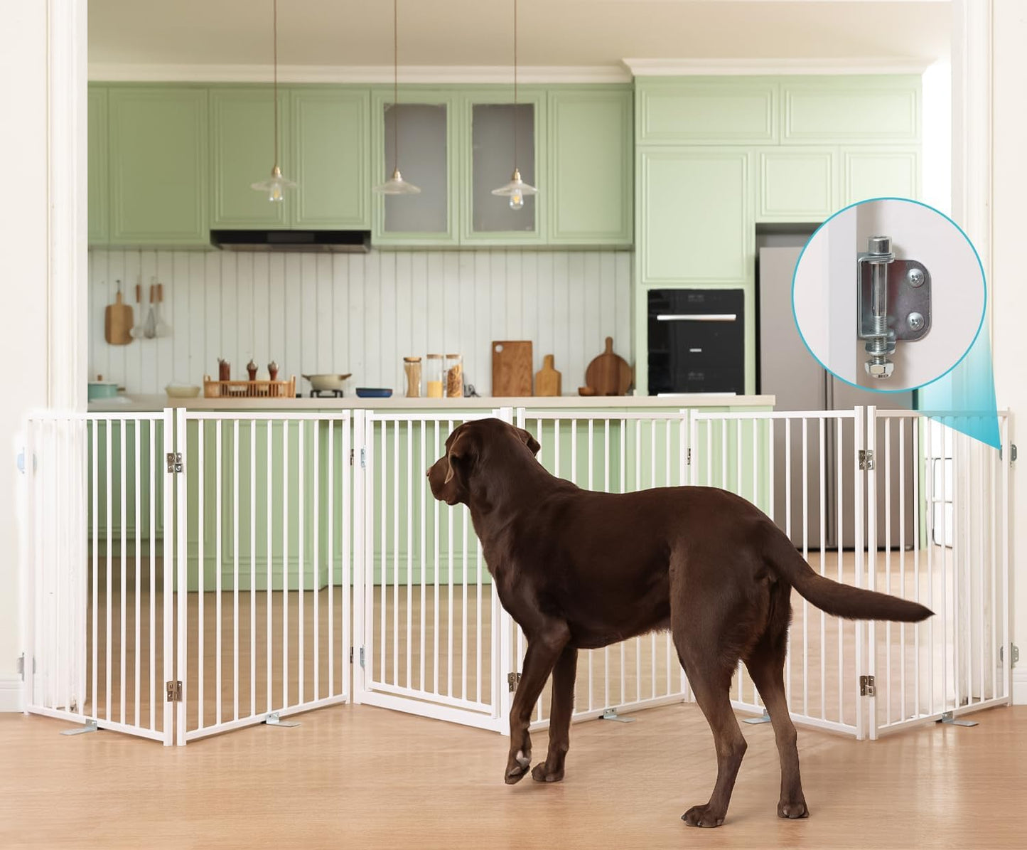 No Pawblems Free Standing Dog Gate with Door for Indoor Use