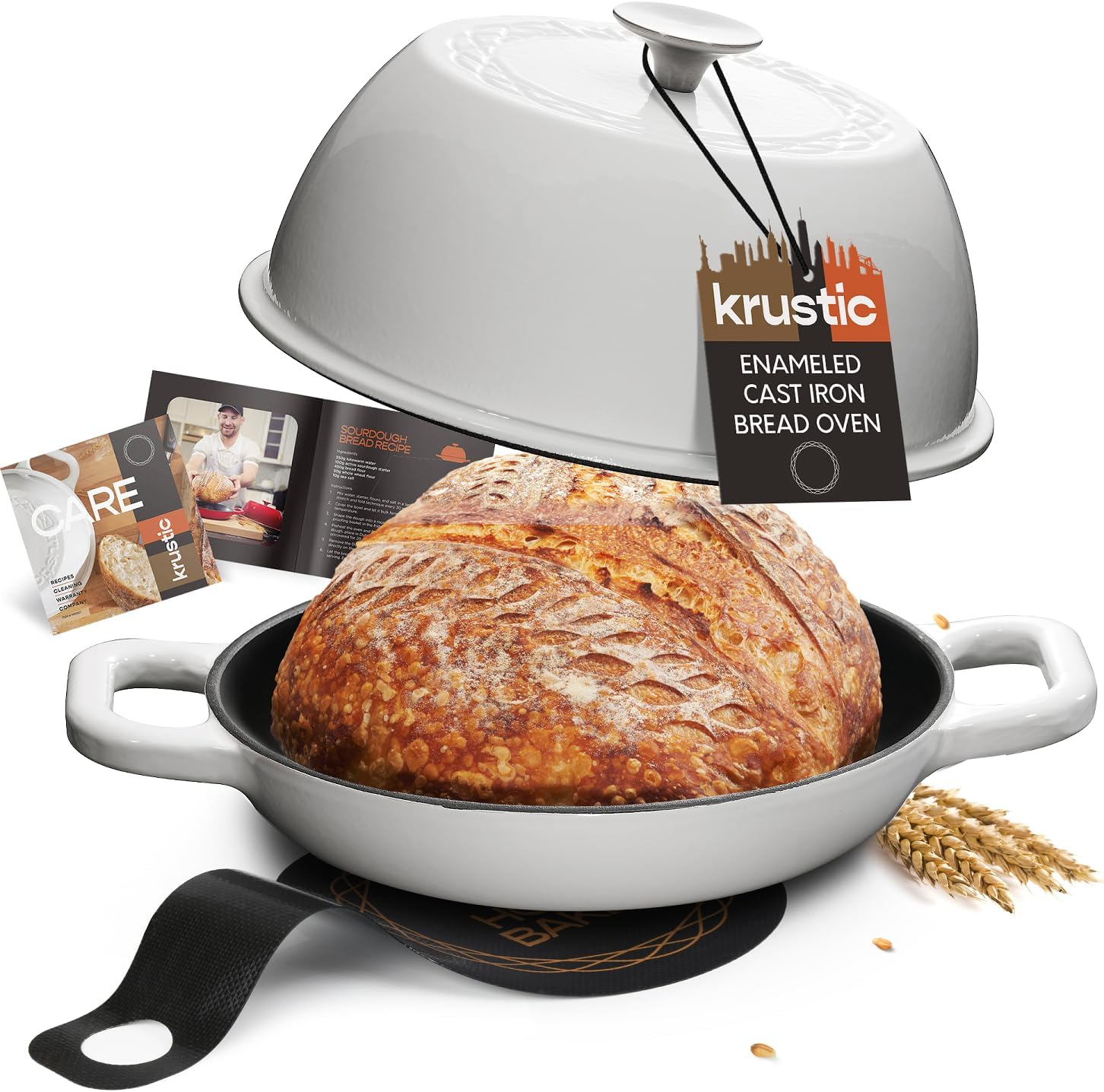 Enameled Cast Iron Dutch Oven for Sourdough Bread Baking 6 Qt