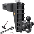 Adjustable Trailer Hitch with Hook Tri-Ball 8in Drop Hitch - Heavy