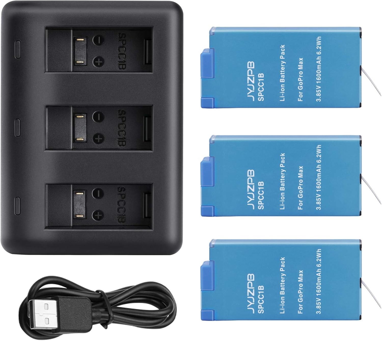 JYJZPB 3 Pack Batteries and Charger for GoPro MAX 360 Camera
