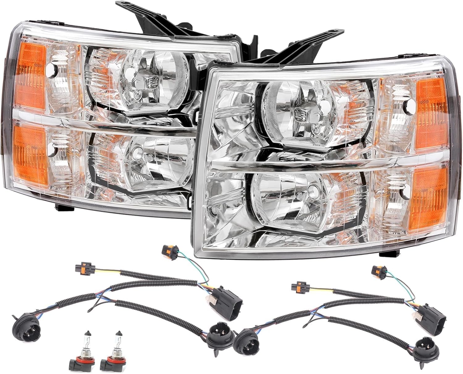Headlights with Bulb & Wiring Harness for 2007-2013 Chevy