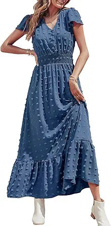 PRETTYGARDEN Womens Dresses 2023 Boho V Neck Maxi Dress