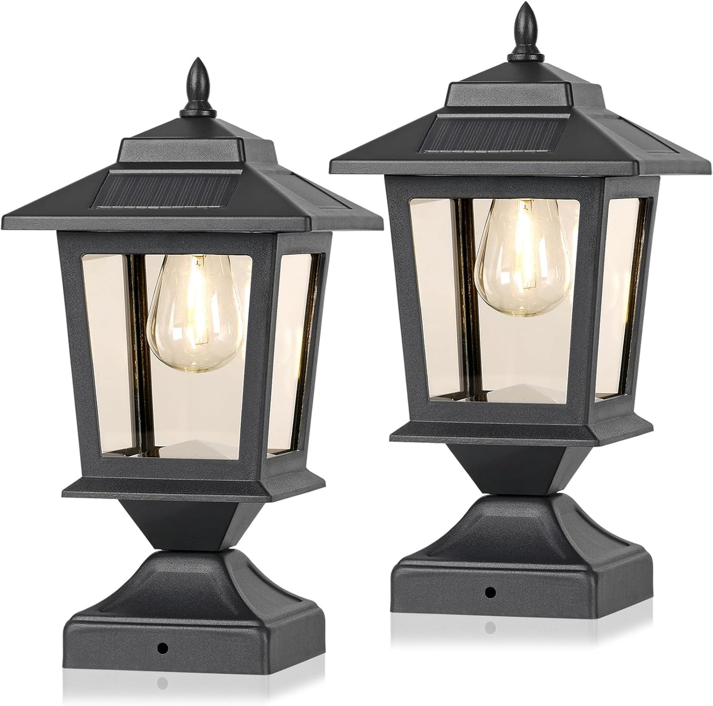 Solar Post Cap Lights for 4x4 Wooden Posts - Matte Black Design