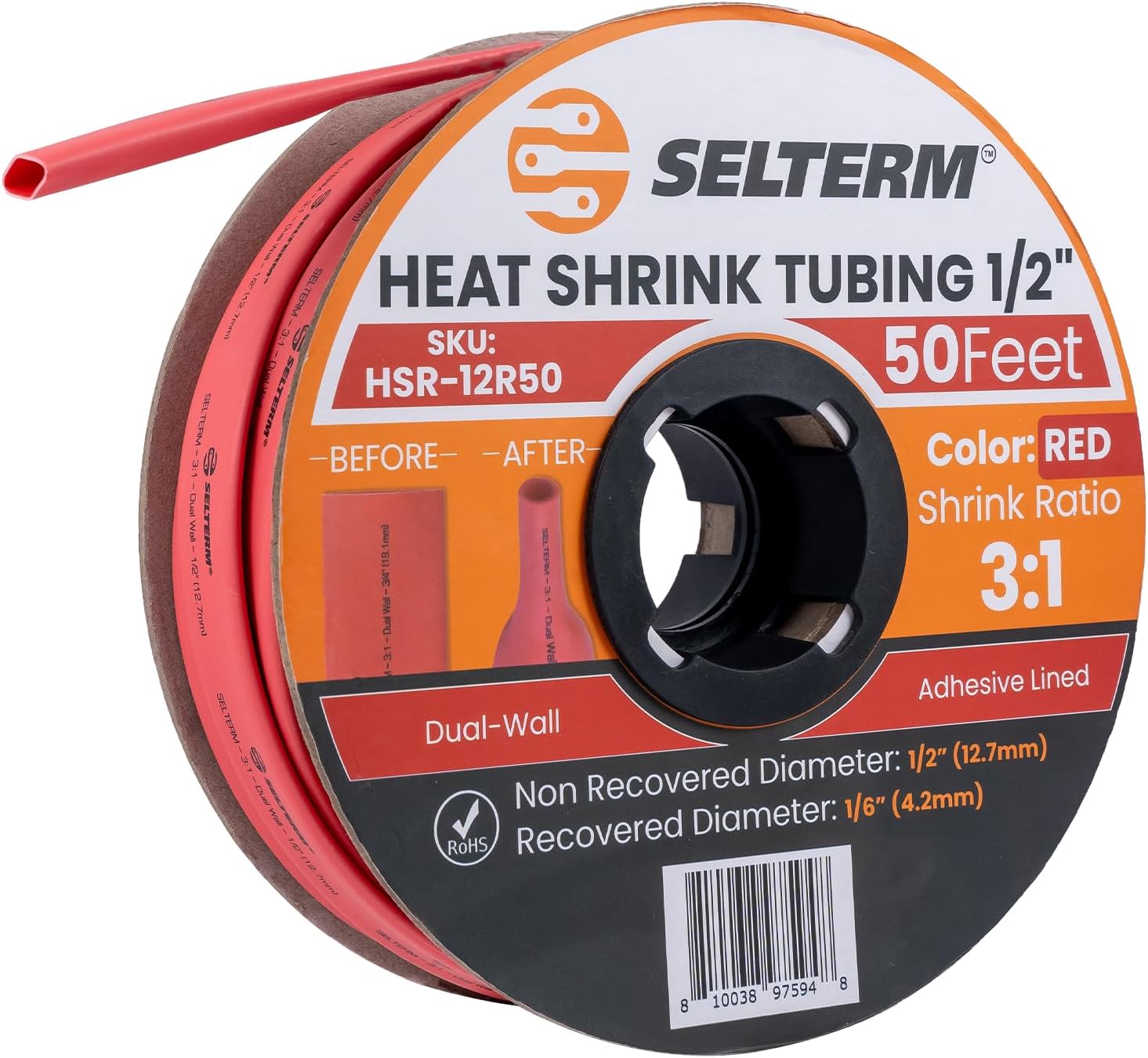 1/2in Red Marine Grade Heat Shrink Tubing Roll for Wiring Needs