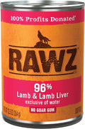 Rawz 96% Meat Canned Wet Food for Dogs 12 Pack - Clean Lamb Blend