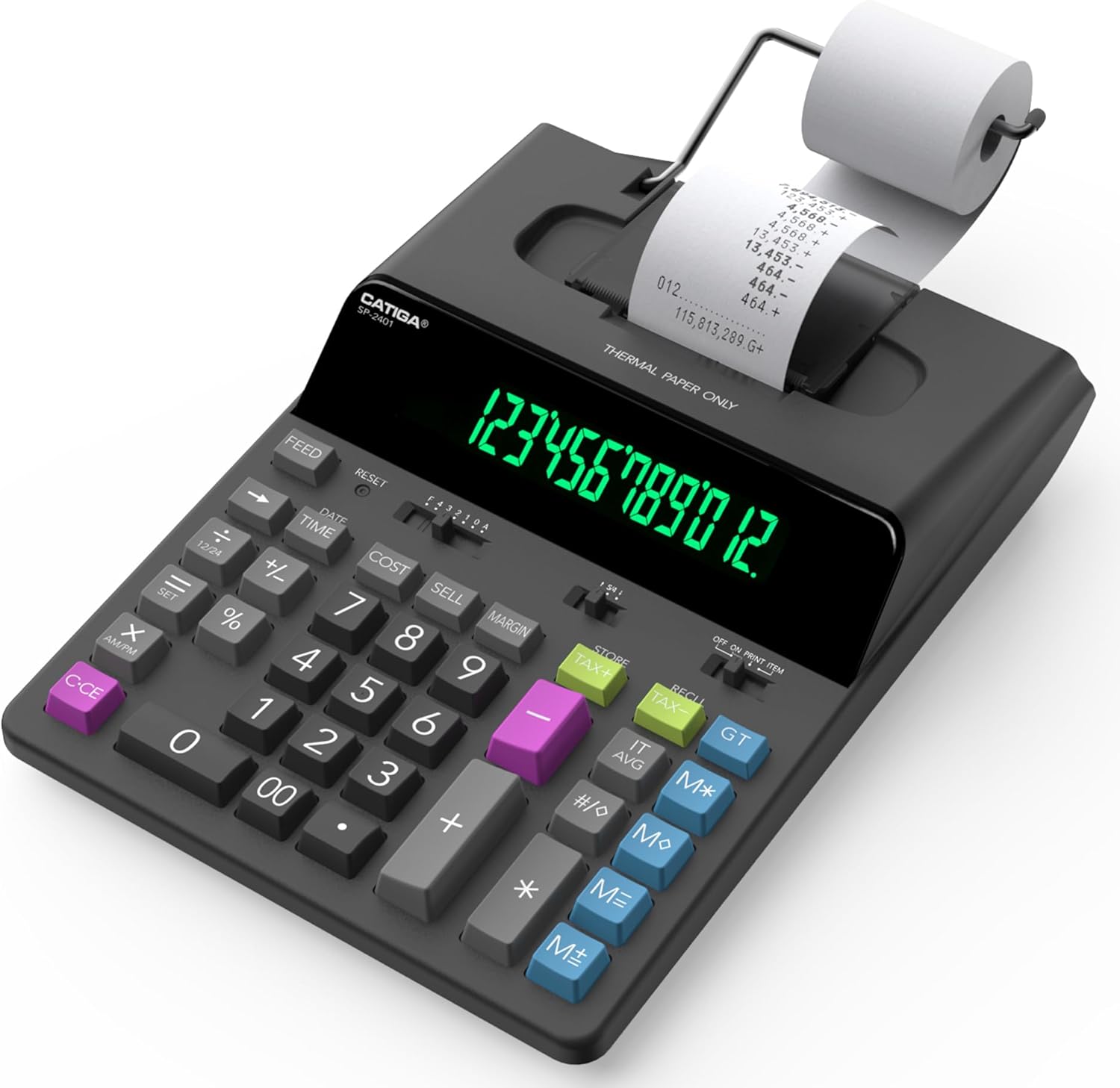 CATIGA 12-Digit Thermal Printer Calculator: Ink-Free, Fast & Quiet