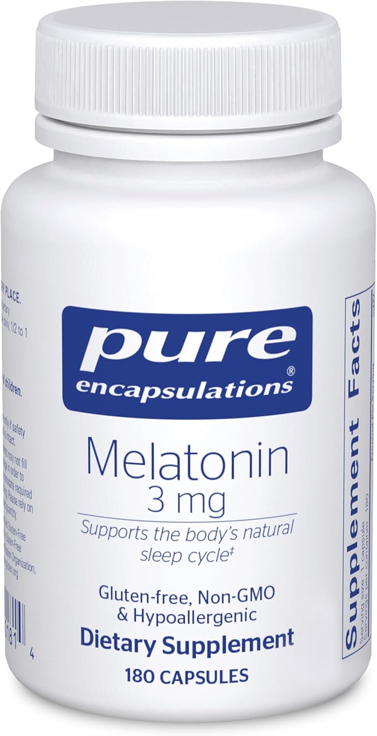 Melatonin 3 mg Supplement for Natural Sleep Support - 180 Capsules