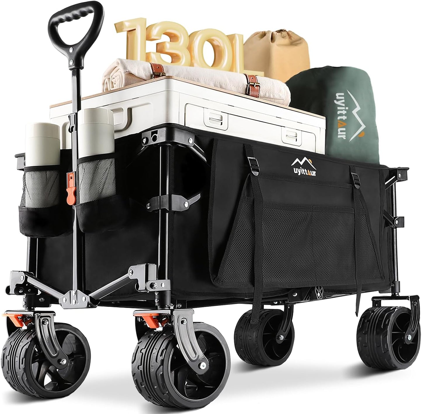 Collapsible Beach Wagon with Big Wheels - Heavy Duty Utility Cart