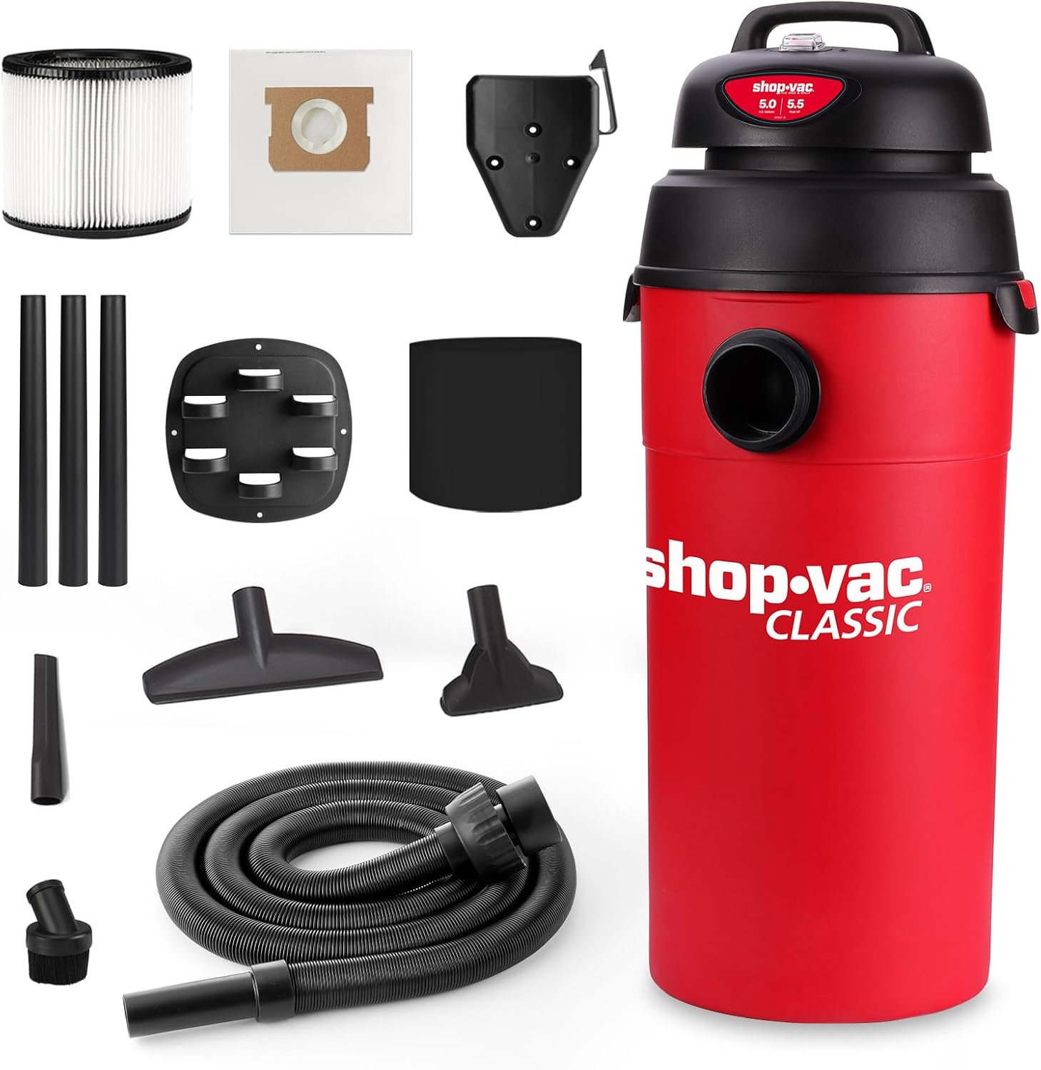 Powerful 5.5 Peak HP Wall-Mount Wet/Dry Vac