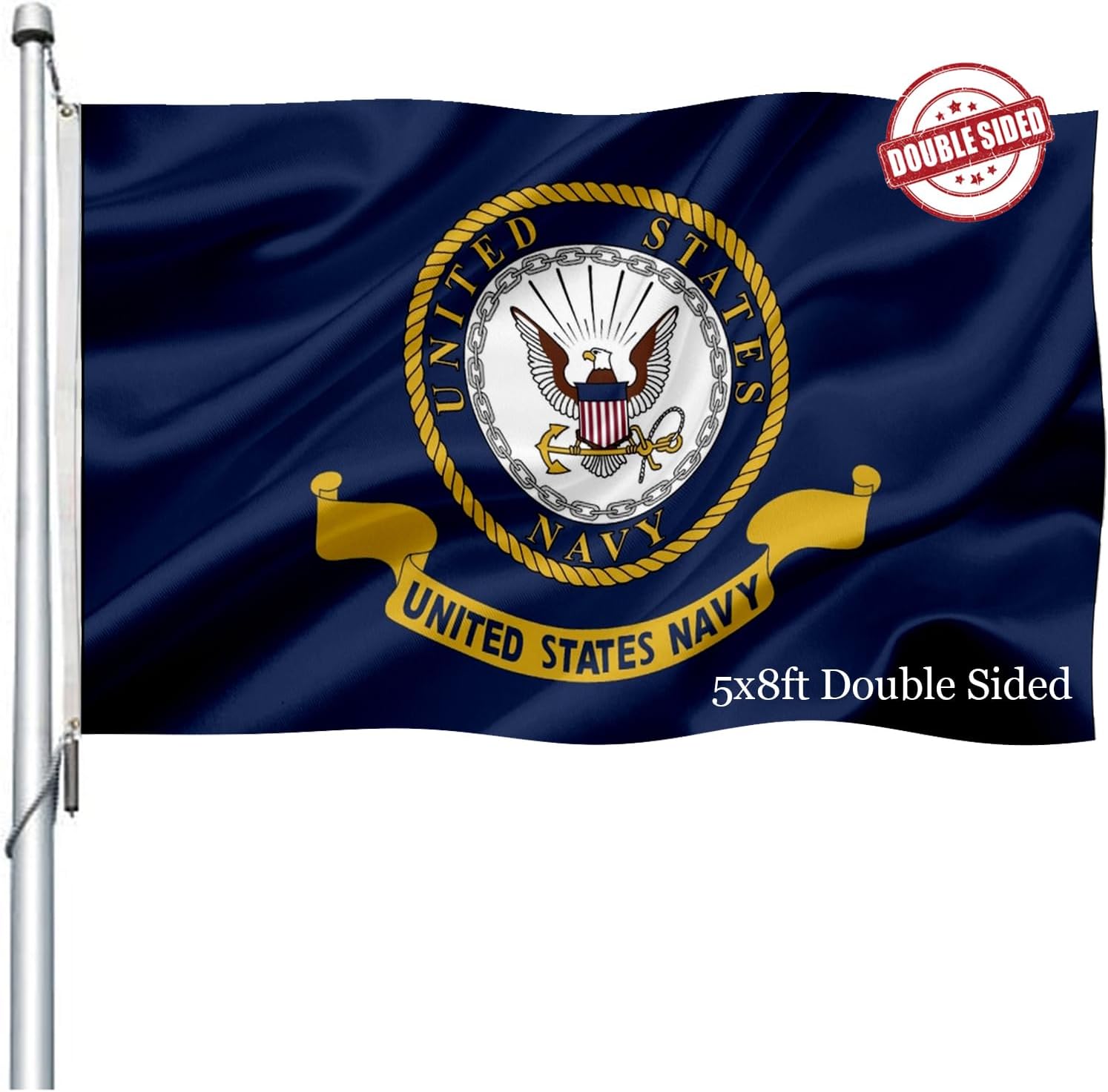 US Navy Emblem Flag Double Sided 5x8 Heavy Duty Outdoor Use