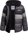 DKNY Boys Puffer Jacket - Sherpa Lined Hooded Winter Coat