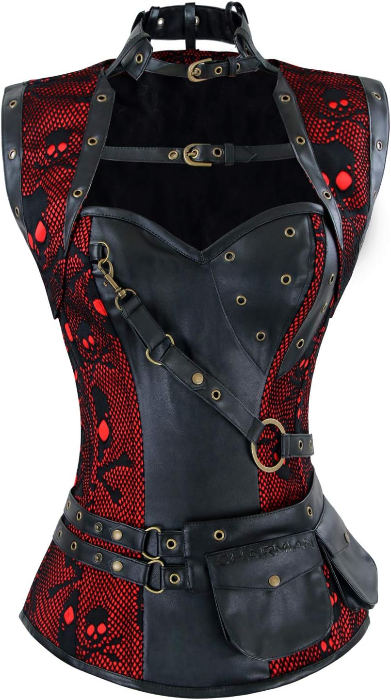 Charmian Women's Steampunk Spiral Steel Boned Corset Tops