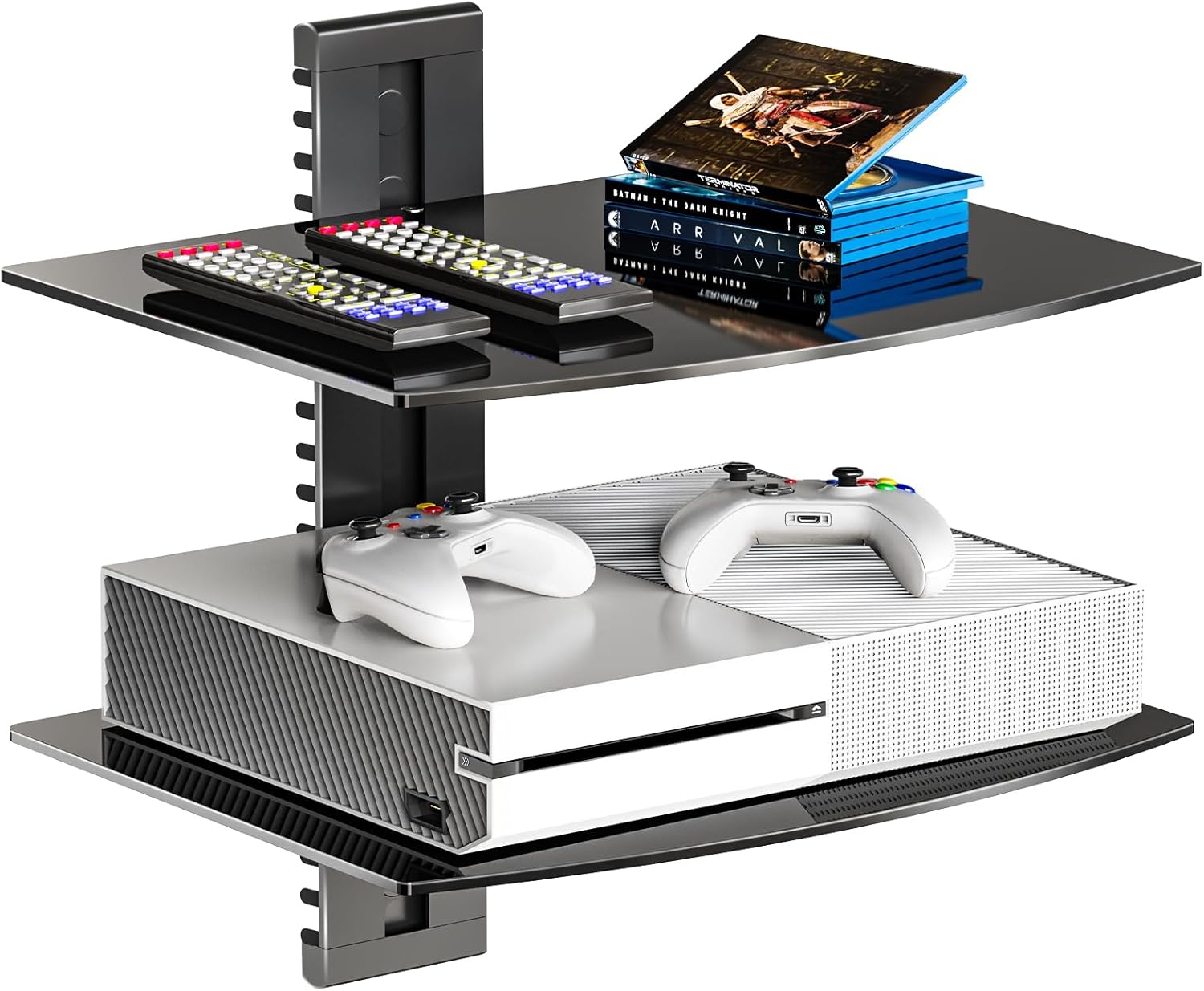 WALI Floating TV Shelf: Strong Tempered Glass, Holds 17.6lbs