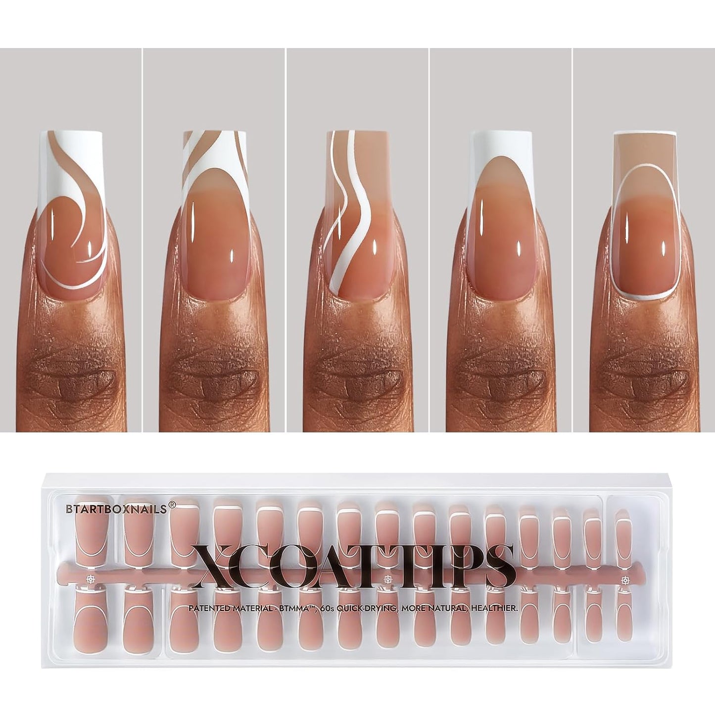 BTArtbox French Tip Press on Nails for Stunning Nail Art