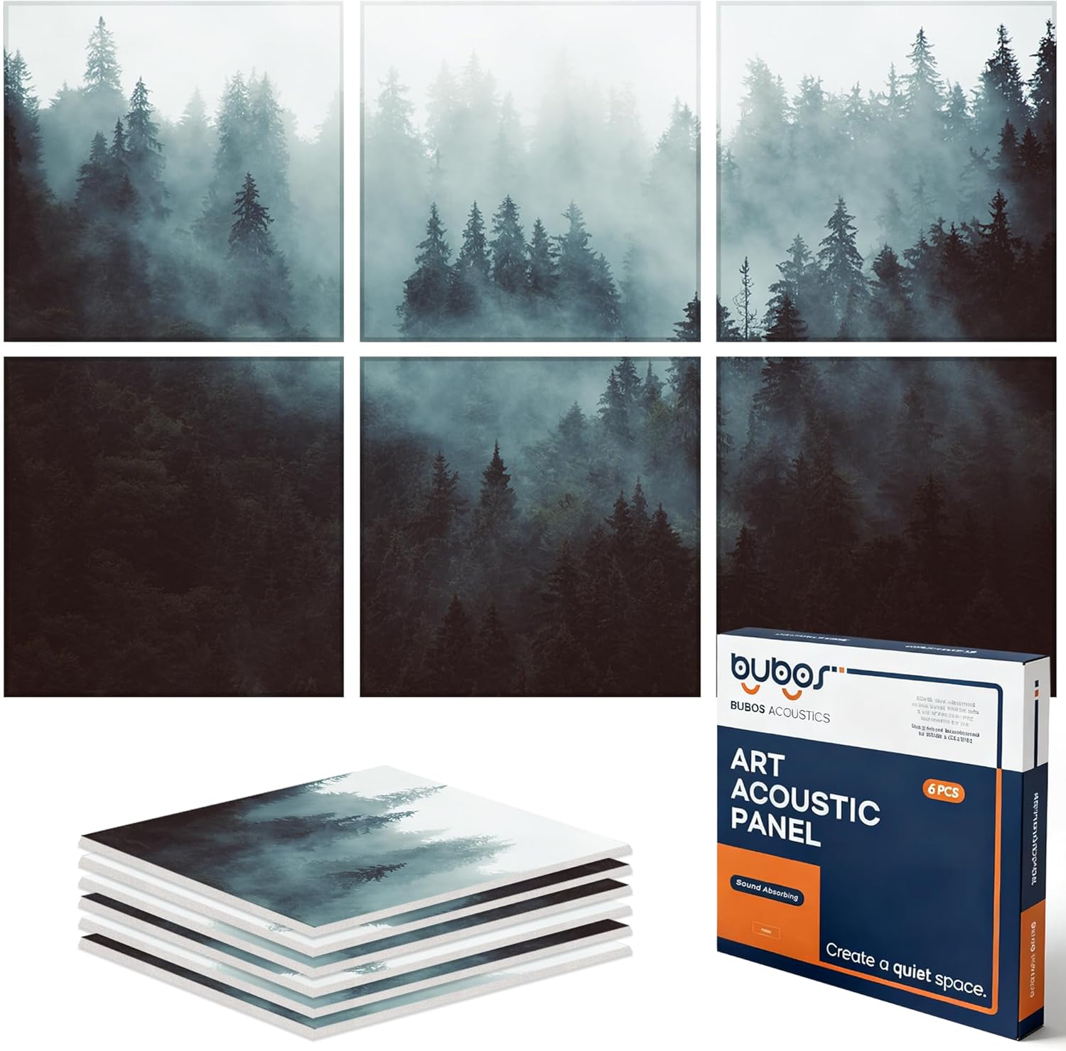 BUBOS 6 Pack Art Acoustic Panels for Soundproofing Walls