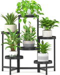 6 Tier Folding Plant Stand Corner Shelf - Space Saving Black