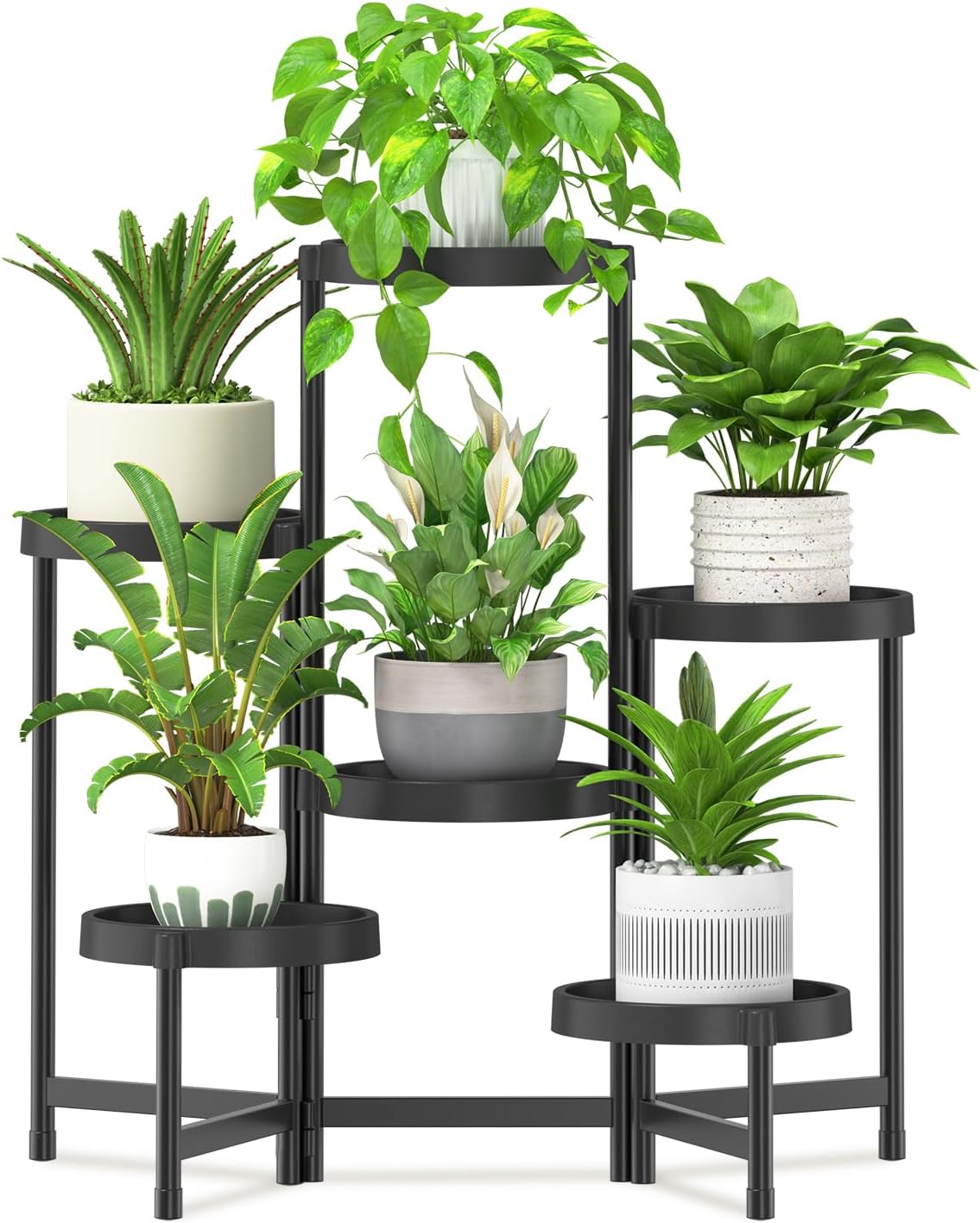 6 Tier Folding Plant Stand for Indoor Outdoor Use with Trays